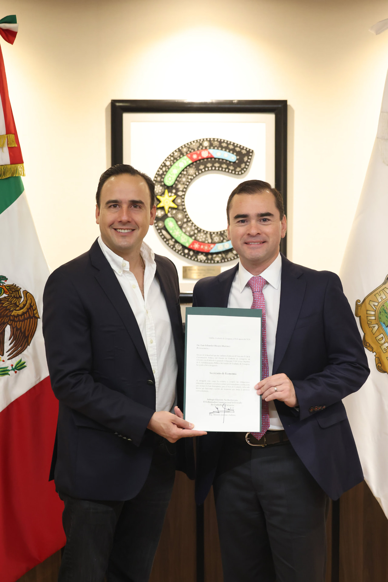 Luis Eduardo Olivares Martínez recibe el nombramiento como Secretario de Economía de Coahuila